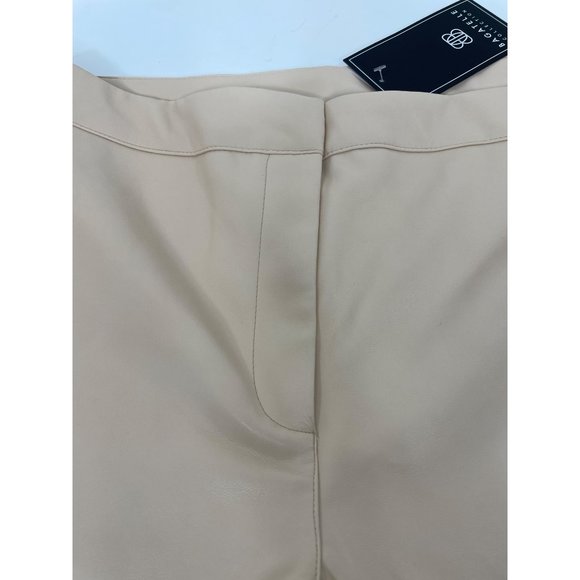 Bagatelle Faux Leather Women’s Cropped Pants L Wide Leg Peach Zip Button - Picture 8 of 14